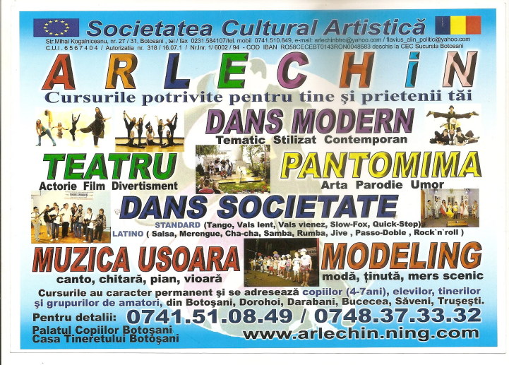 Cursuri Botosani - Dans Teatru Muzica Pantomima Modeling Fotografie Limbi Straine
